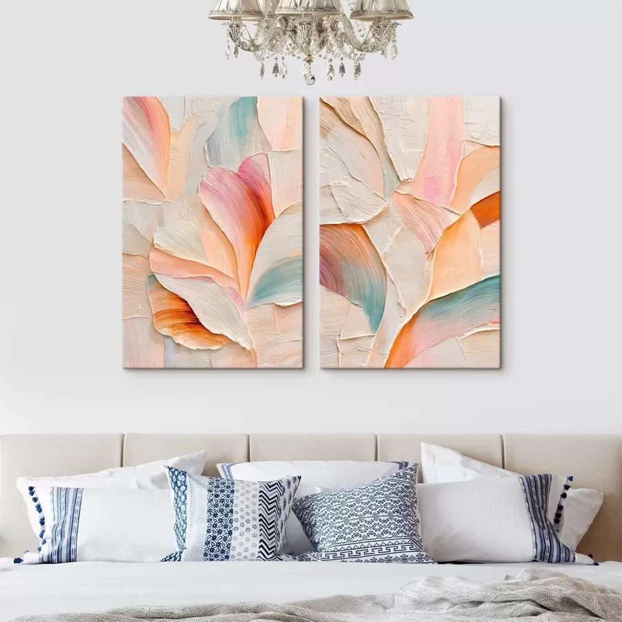 murales Pétalos decorativos con pinceladas volumétricas en estilo de arte contemporáneo m30139