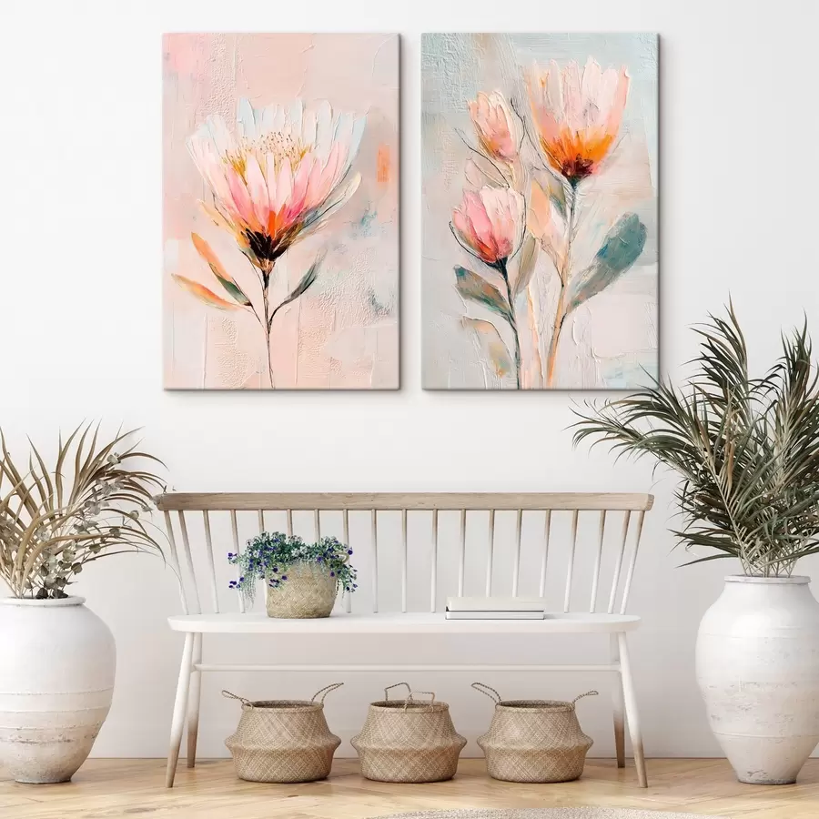 wall murals Floral composition in pastel tones with volumetric brushstrokes in contemporary art style m30140