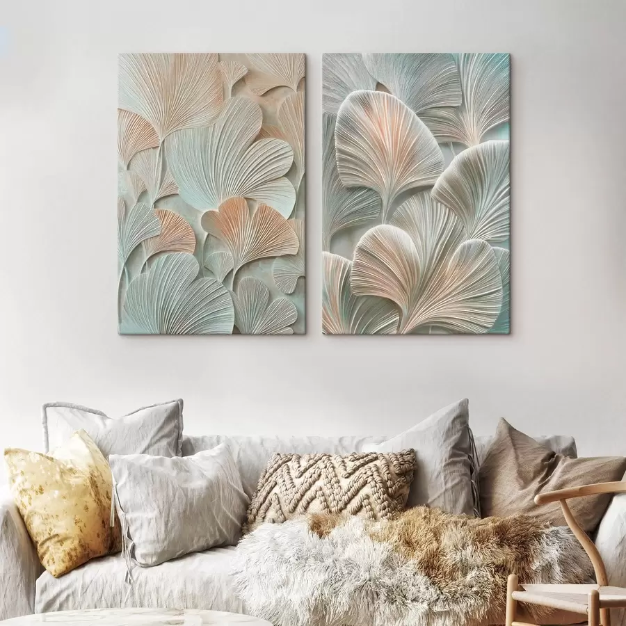 wall murals Light floral illustration with volumetric effect in minimalist style m30142