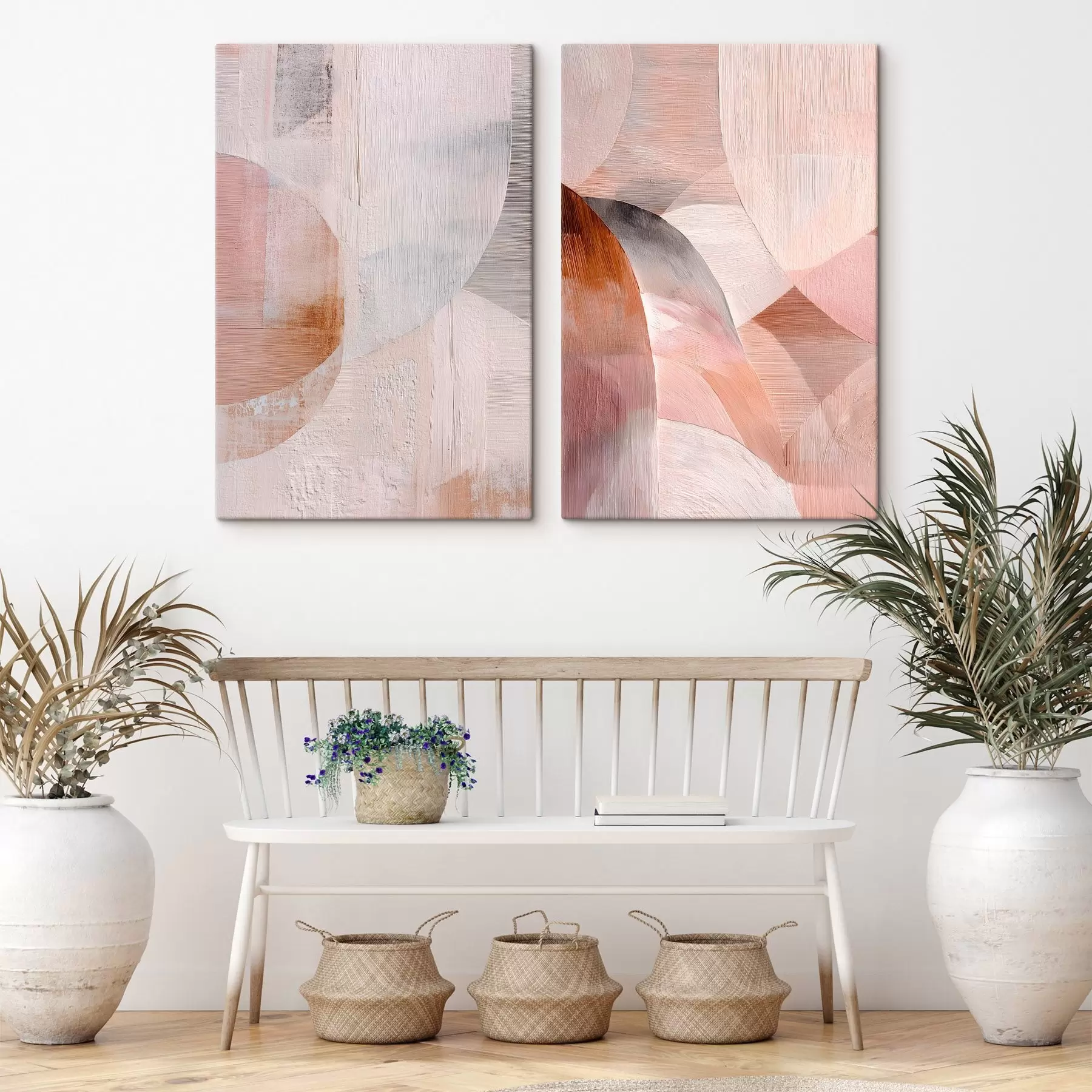 wall murals Harmony of warm tones and textured lines in fine art style m30146