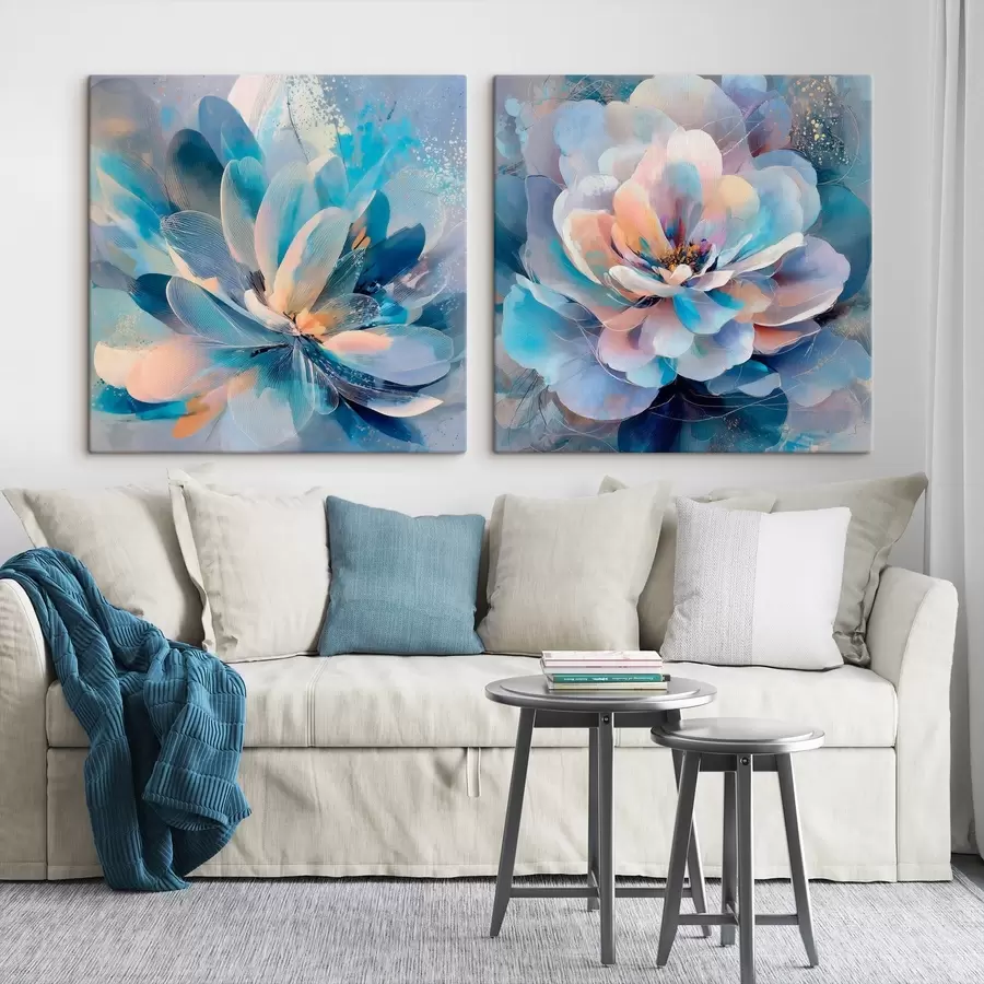 wall murals Delicate peonies with blue petals m30147