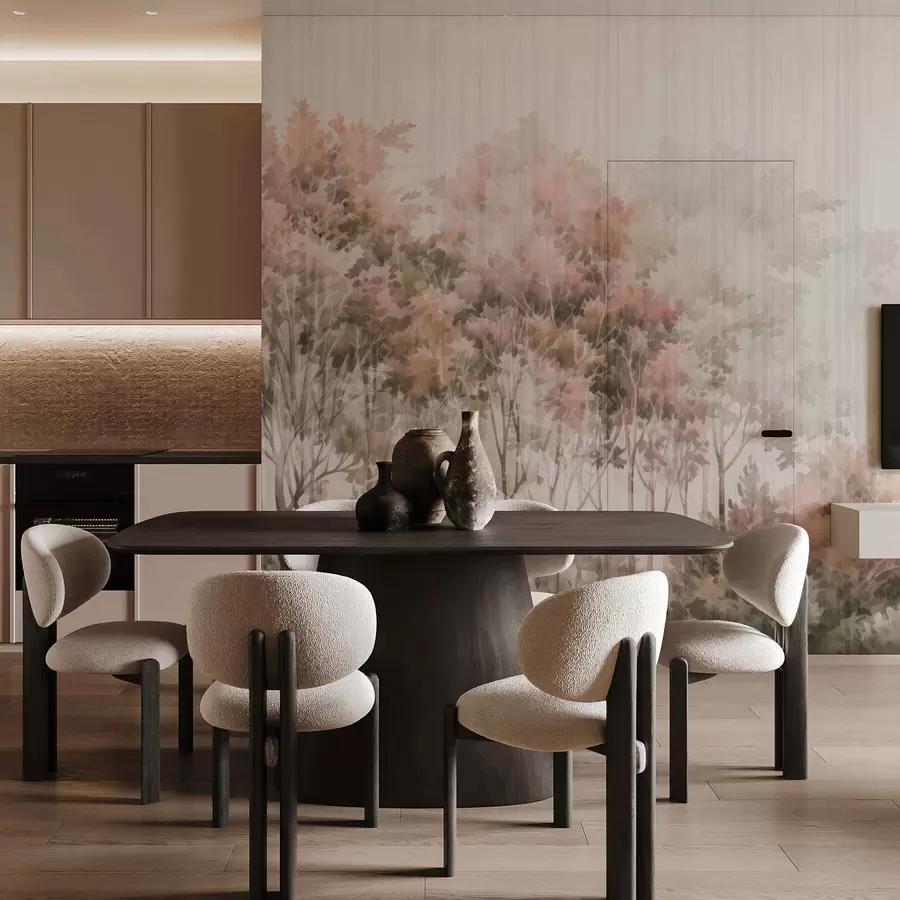 Wall Mural Photo Wallpaper Leafy forest and lines w05442v2