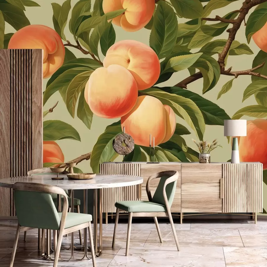 Wall Mural Photo Wallpaper Ripe peaches on branches w05444