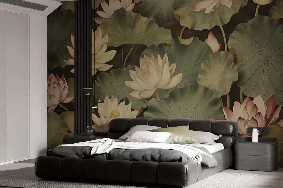 murales Flores de loto vintage w05445