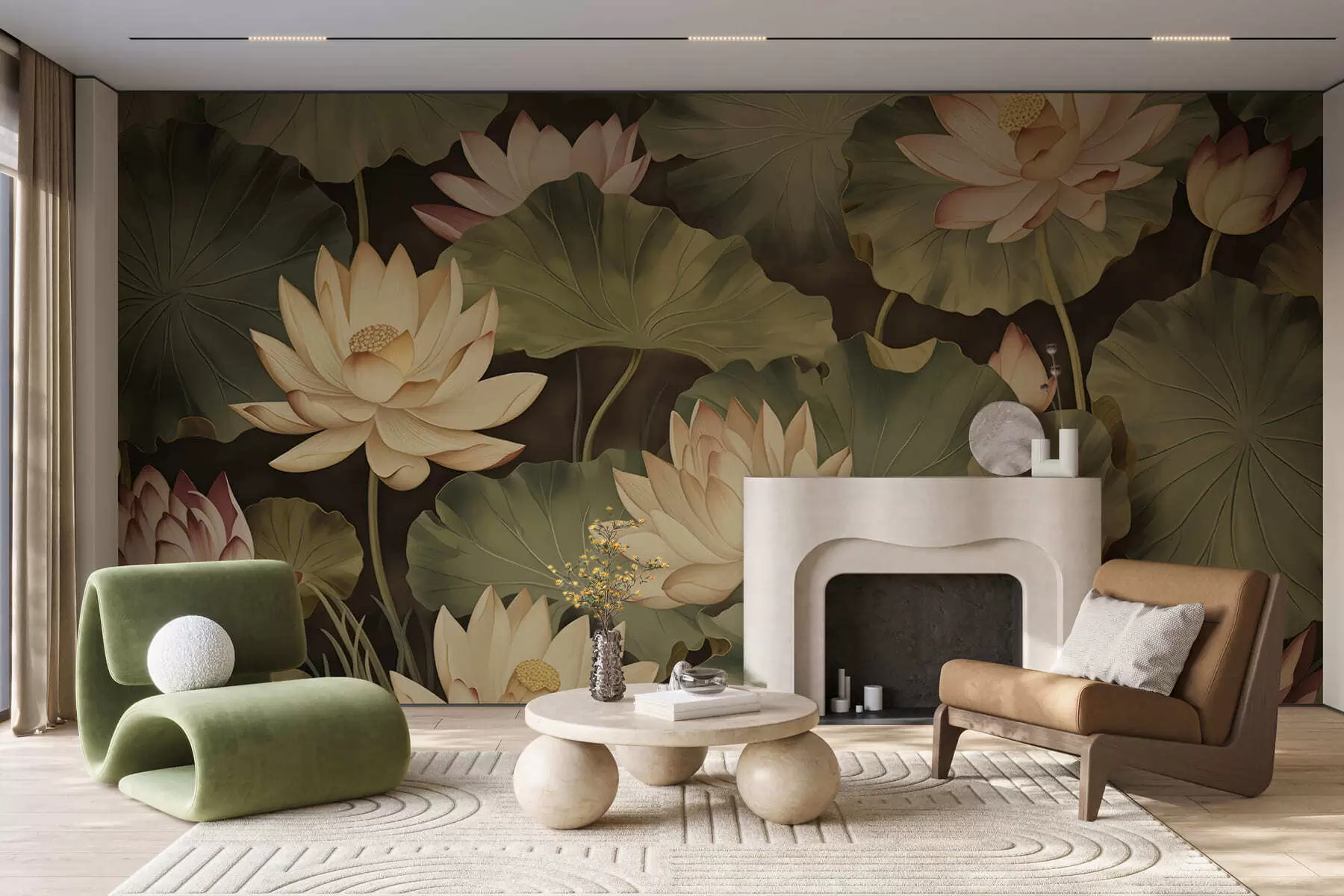 Wall Mural Photo Wallpaper Vintage lotus blooms w05445