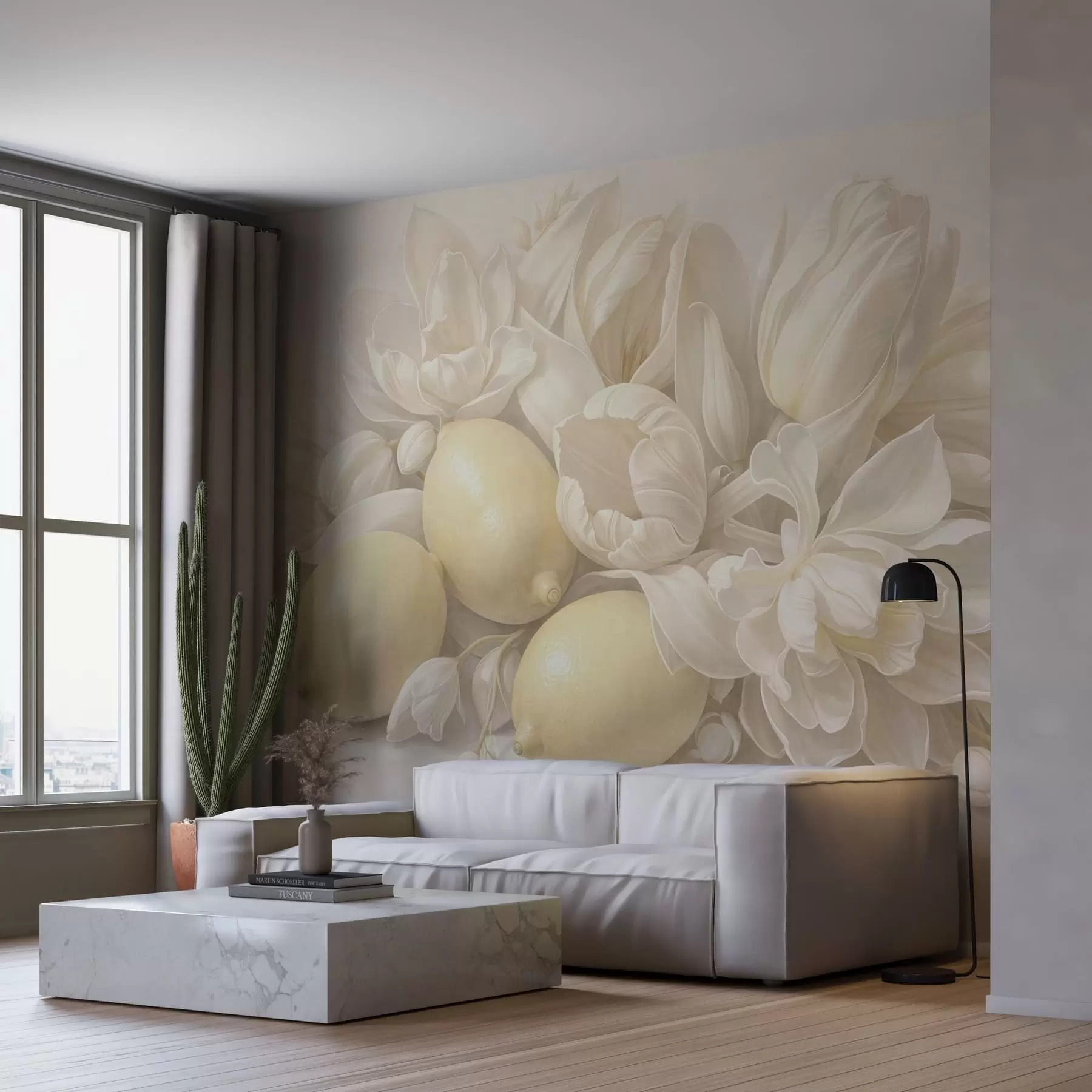 murales Delicado ramo floral con limones w05449