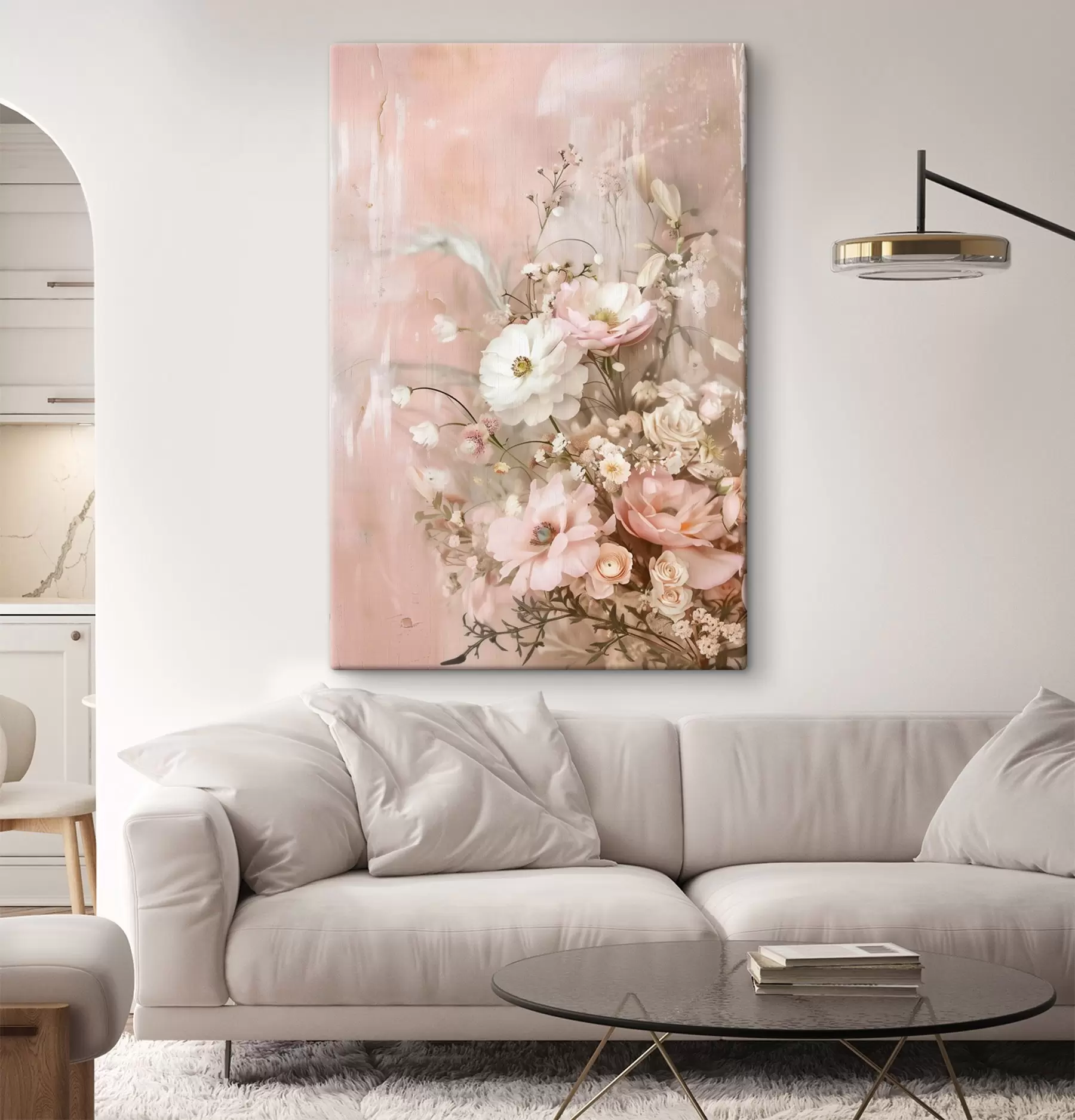 wall murals Floral arrangement in beige and pink tones s48564