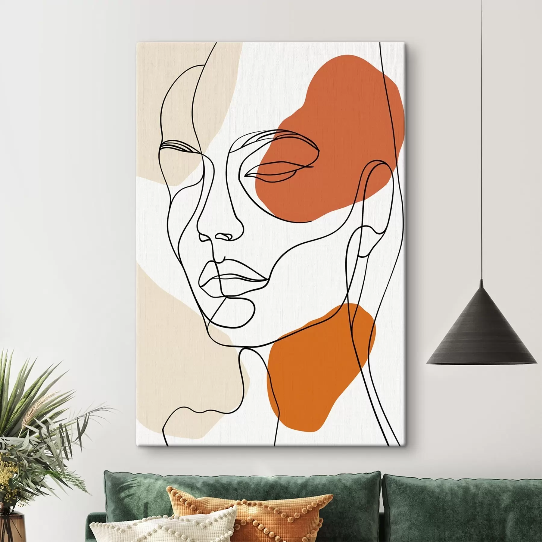 wall murals Abstract faces, linear drawing s48569