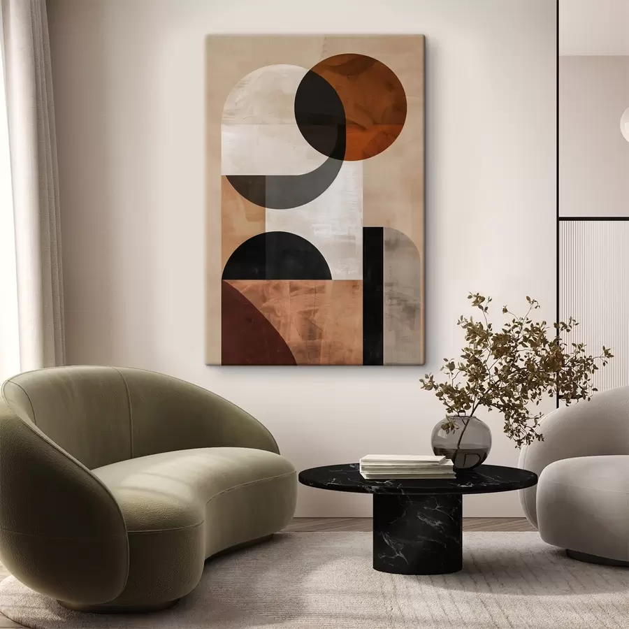 wall murals Geometric abstraction, beige and black s48583