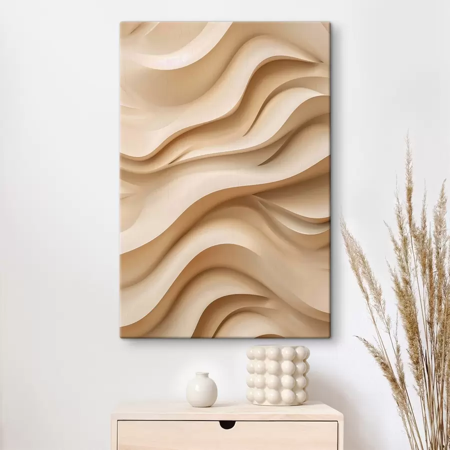 murales Olas en 3D, color beige, diseño con textura s48585