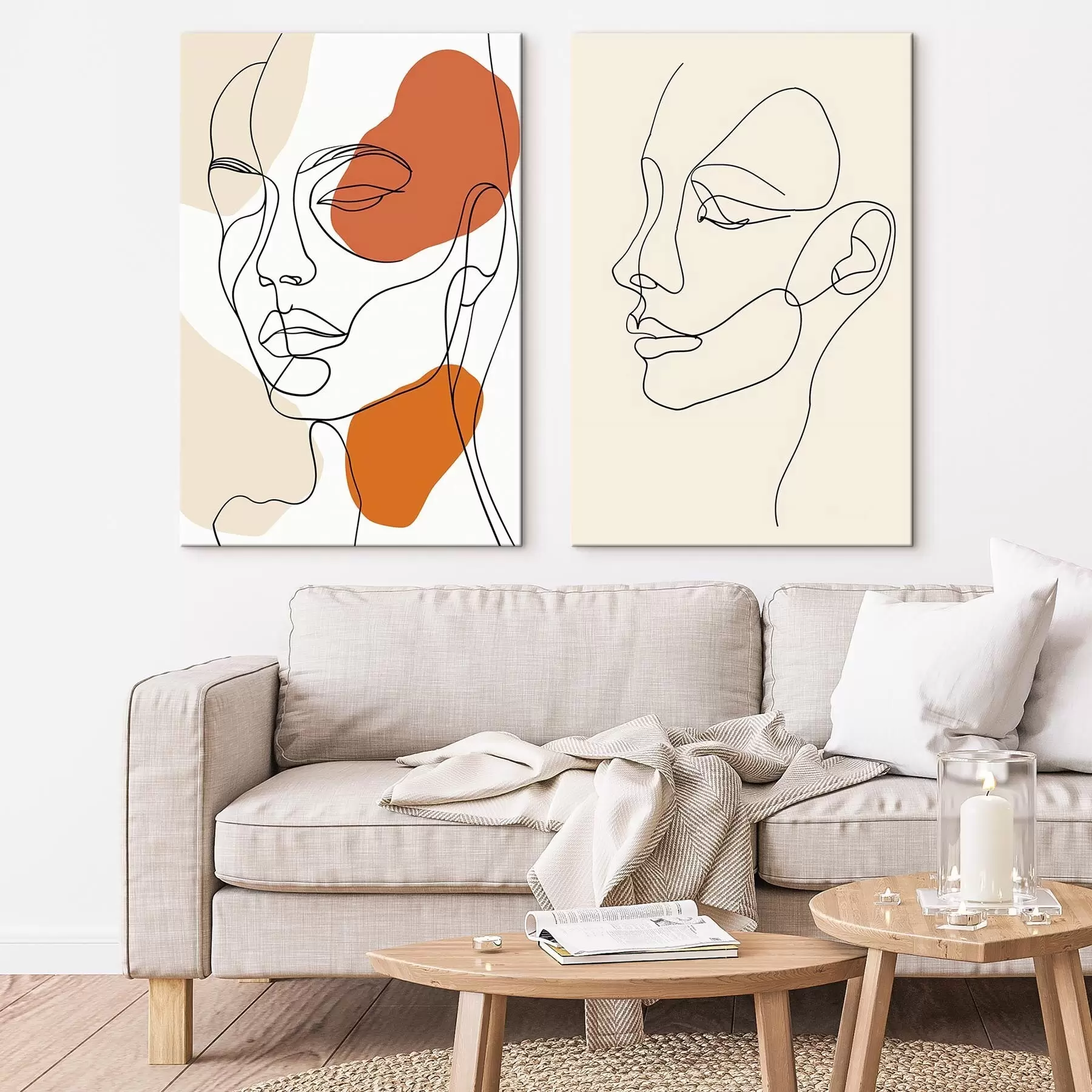 murales Rostros abstractos, minimalismo moderno m30270