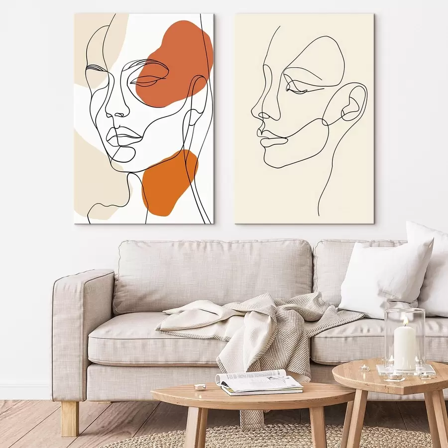 murales Rostros abstractos, minimalismo moderno m30270