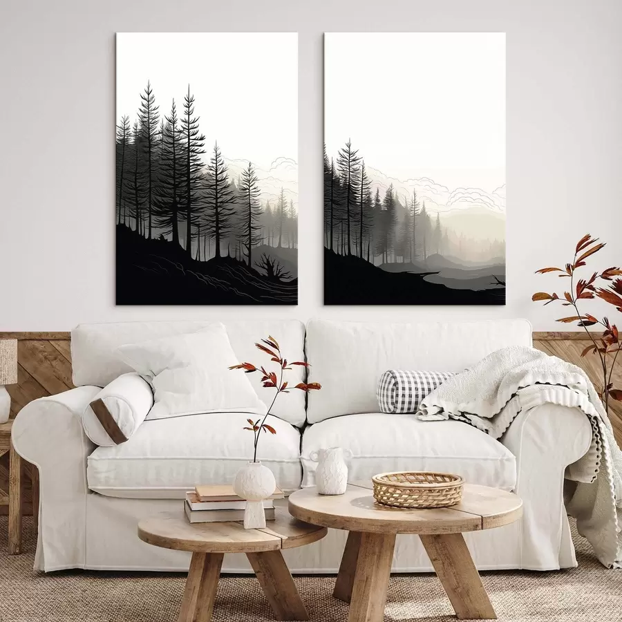 murales Bosque en blanco y negro m30272