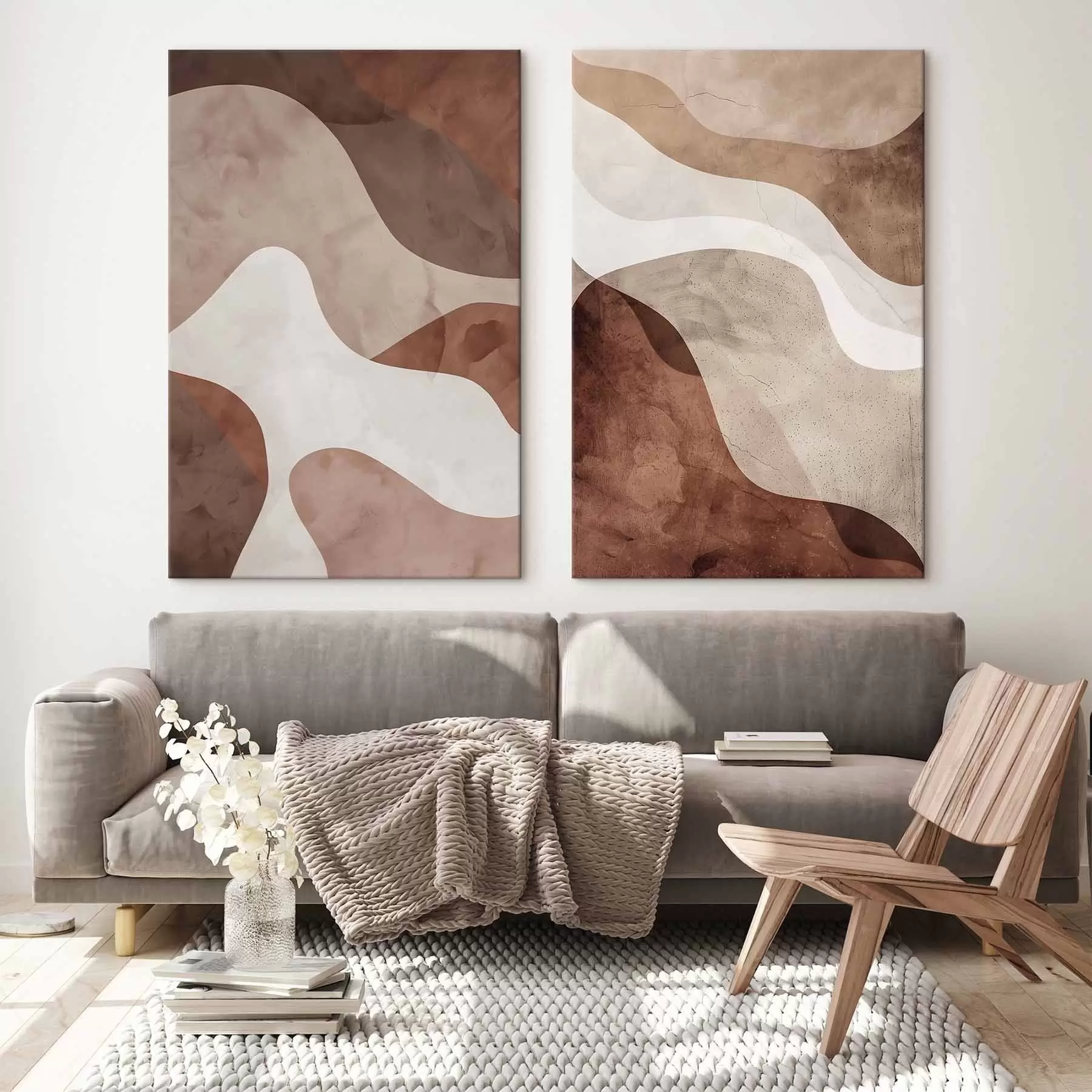 murales Beige abstracto, estilo escandinavo m30275