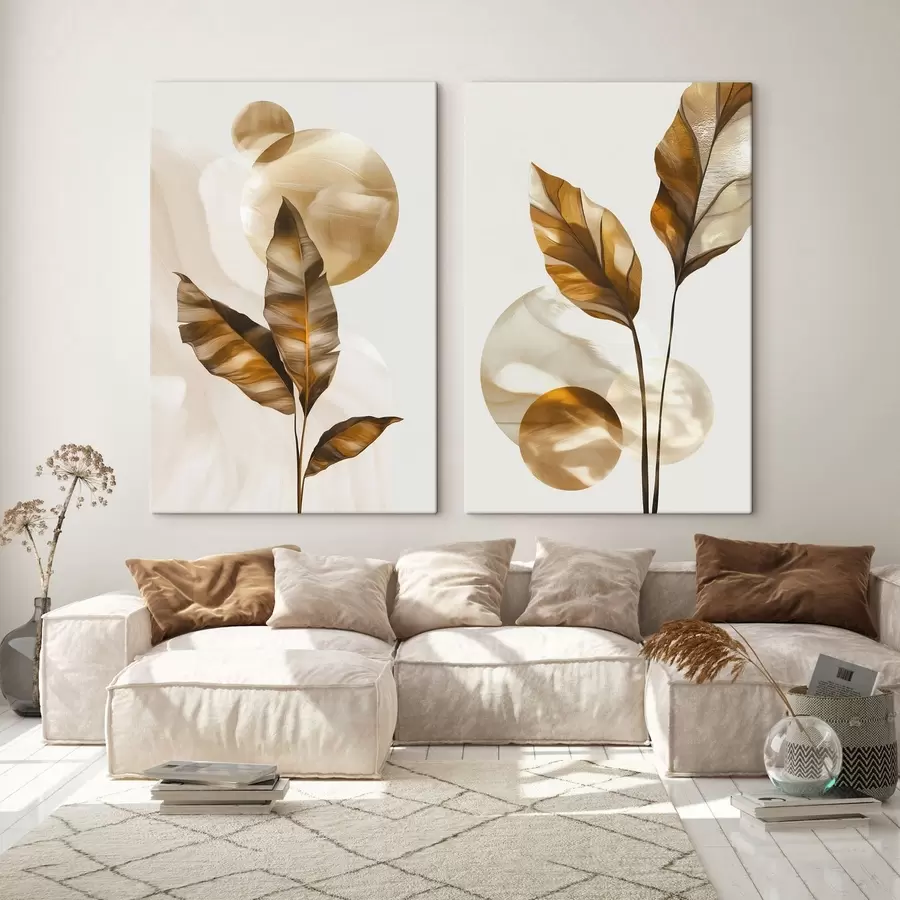 wall murals An abstract composition of leaves and circles m30254