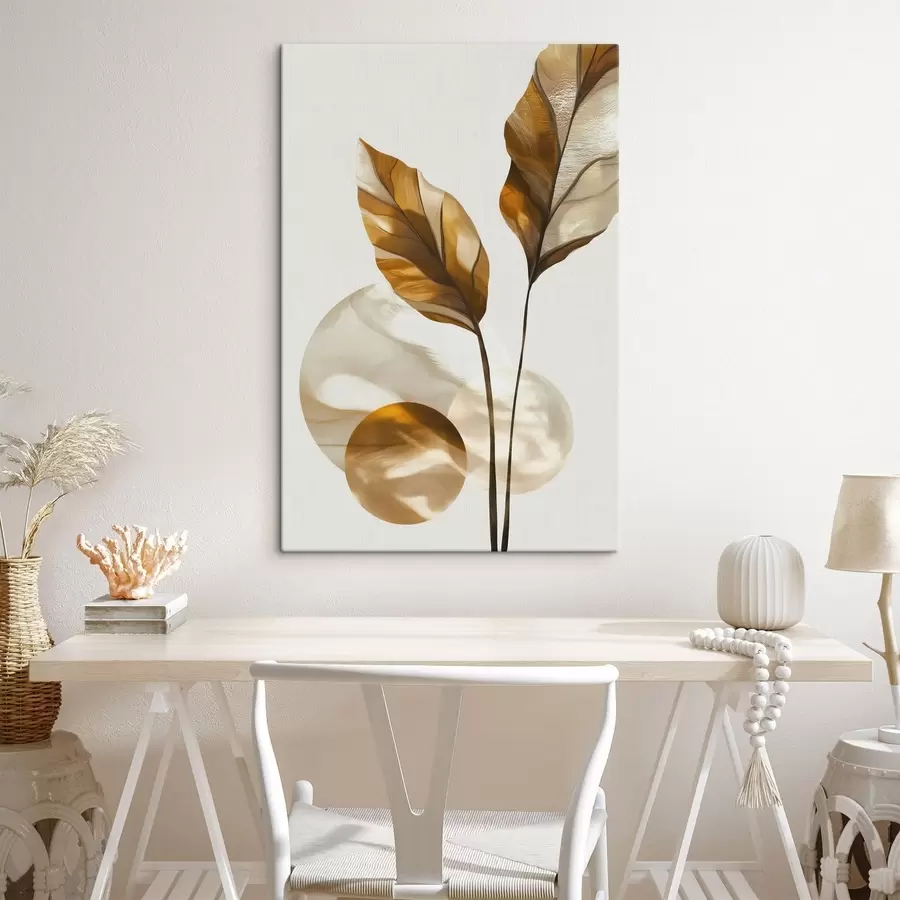 murales Una composición abstracta de hojas y círculos s48615