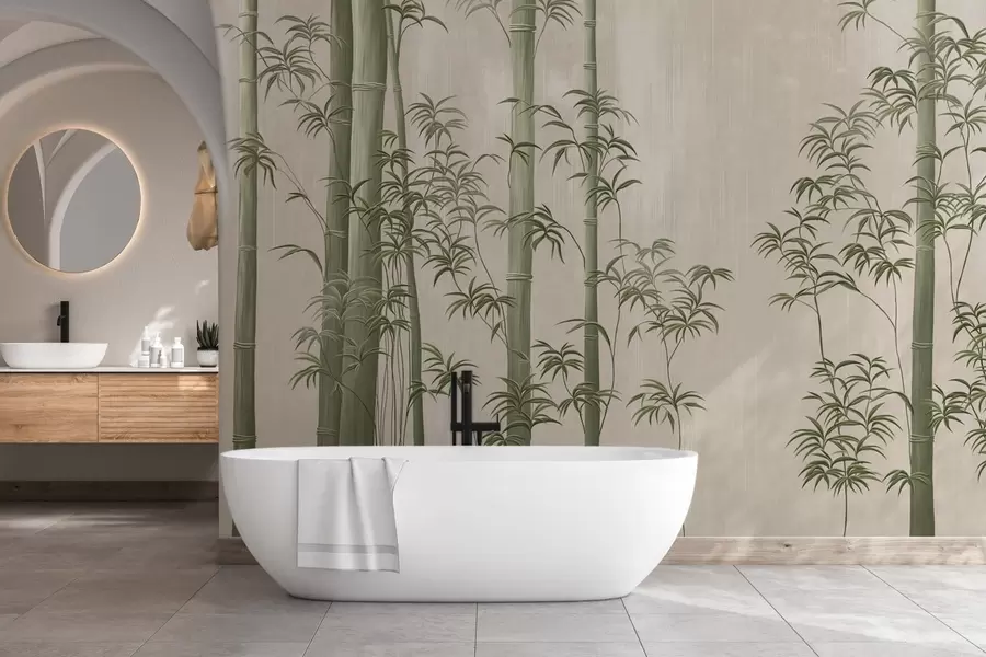 peintures murales Bambou vert clair w05120v1
