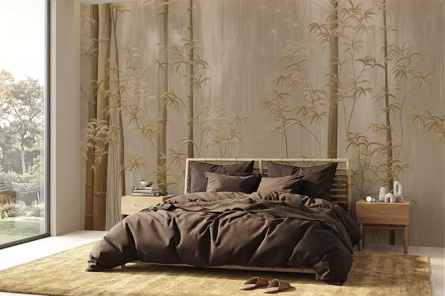 Wall Mural Photo Wallpaper Beige bamboo with thin stems w05120v2