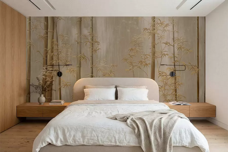 Wall Mural Photo Wallpaper Beige bamboo with thin stems w05120v2