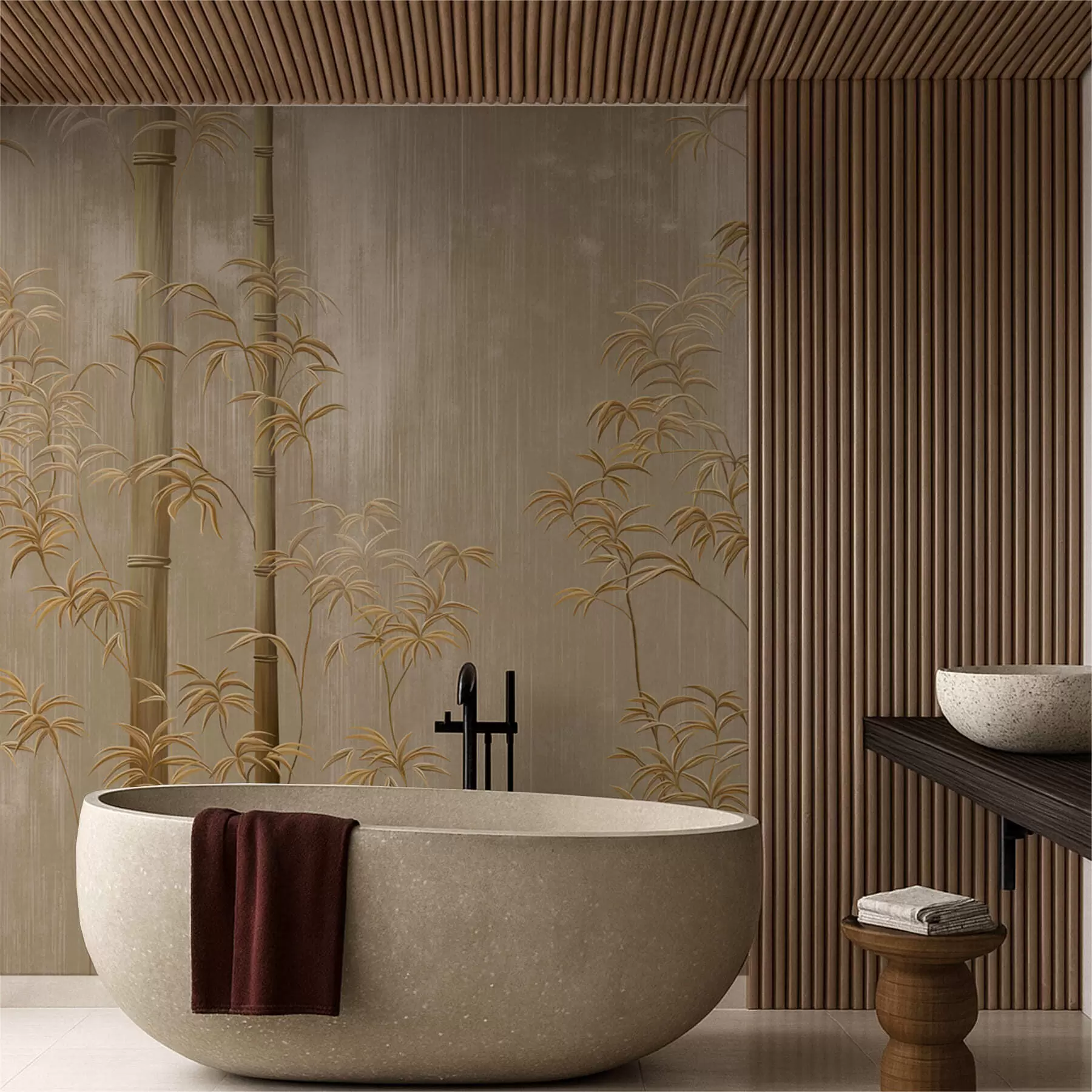 murales Bambú beige de tallos finos w05120v2