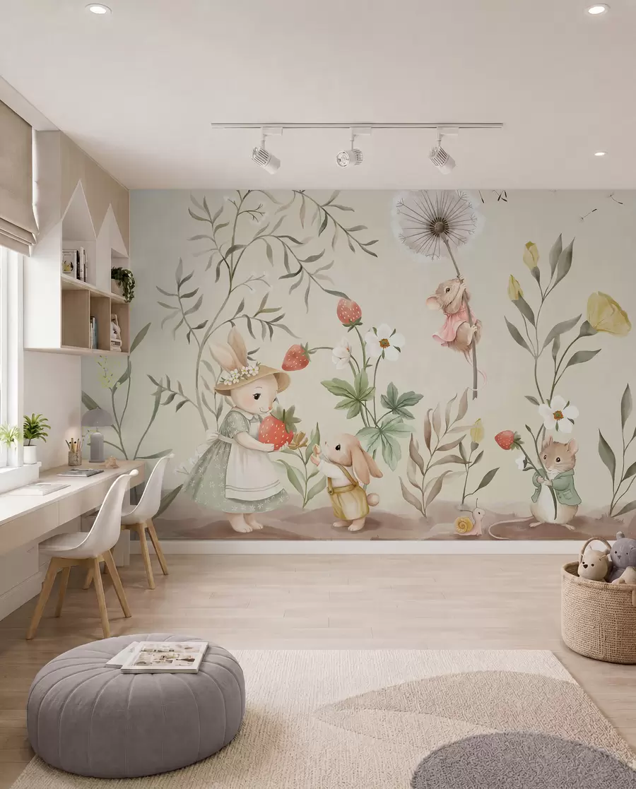 Wall Mural Photo Wallpaper Little Meadow Lives in Cream w05422v2