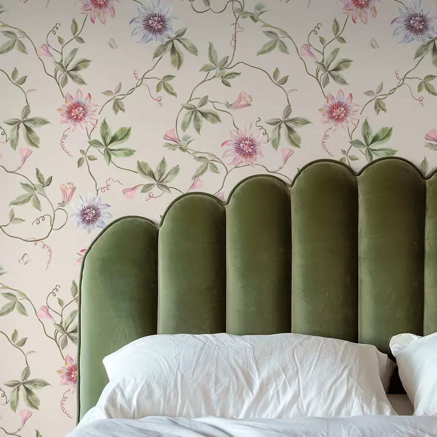 Wall Mural Photo Wallpaper Pattern with exotic flowers and vines a01131