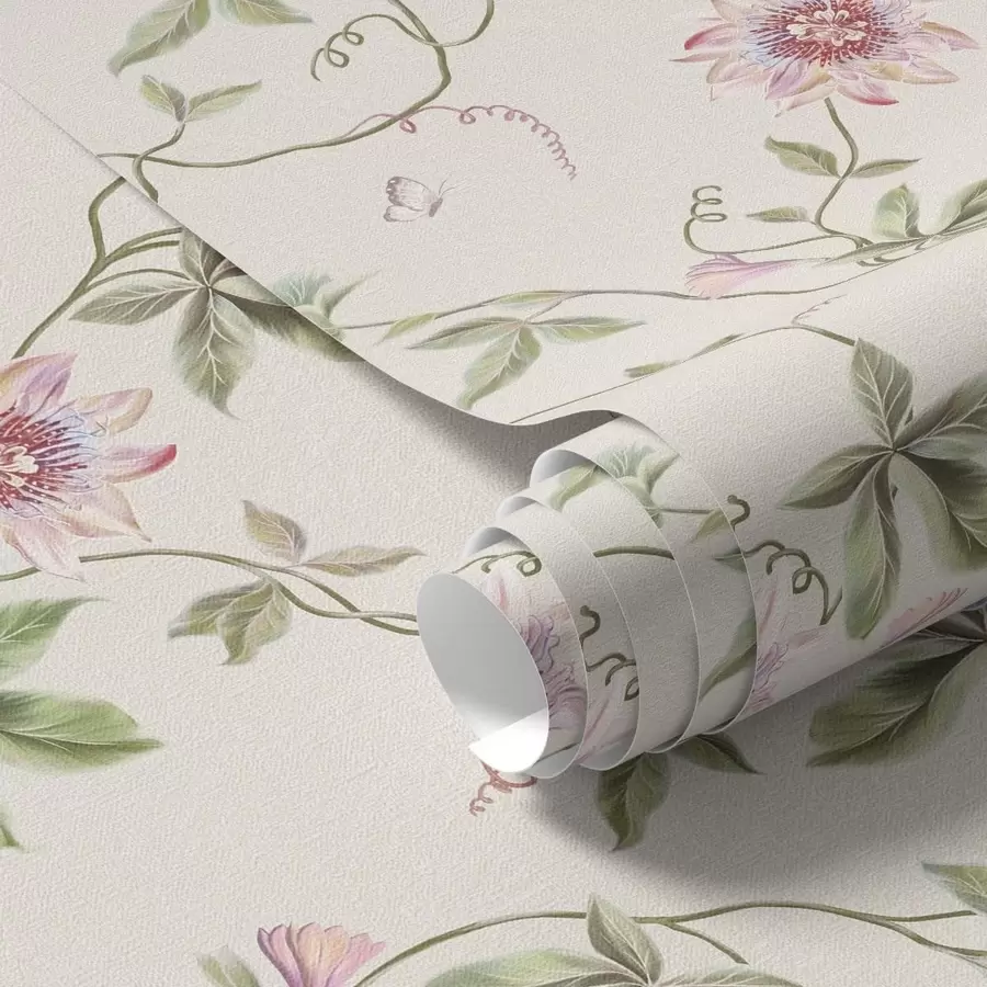 peintures murales Motif composé de fleurs exotiques et de vrilles a01131