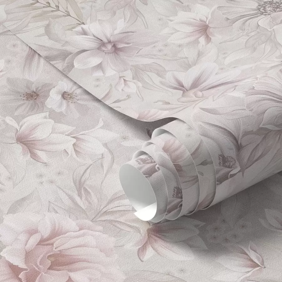 wall murals Light pattern with large delicate flowers a01133