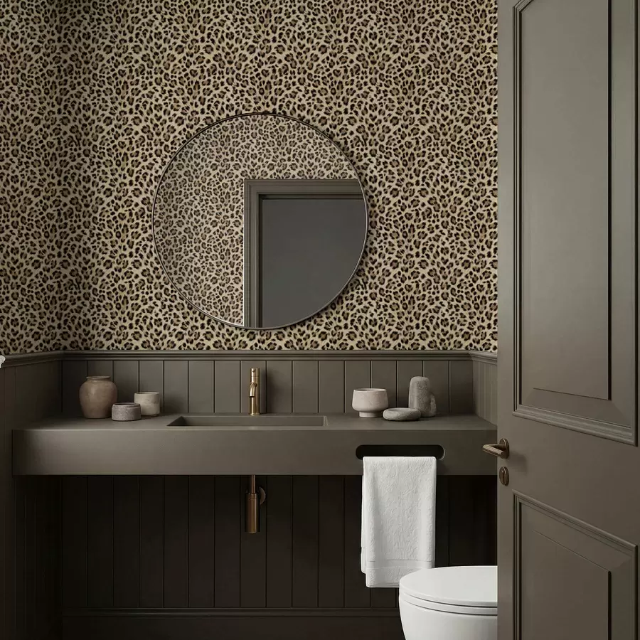 Wall Mural Photo Wallpaper Leopard pattern with spots on light background a01151