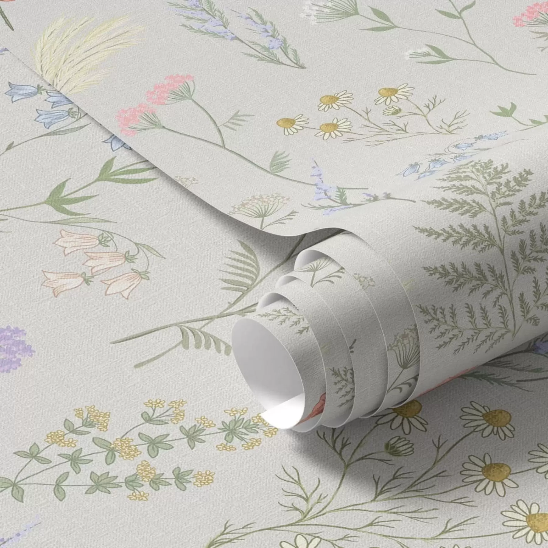 peintures murales Motif délicat de fleurs sauvages sur fond clair a01152