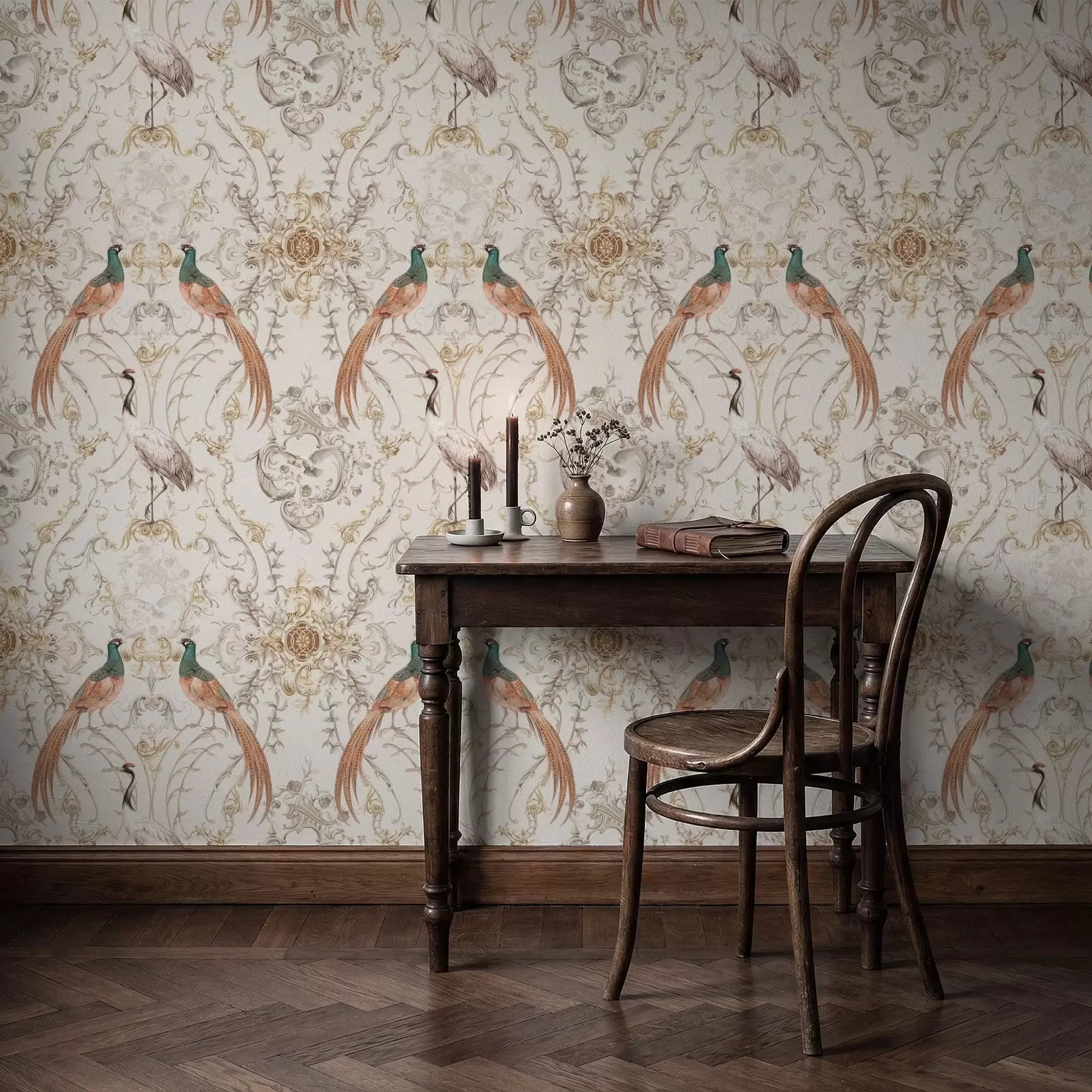 Wall Mural Photo Wallpaper Ornamental pattern with birds and motifs a01156