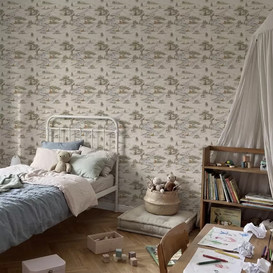 Wall Mural Photo Wallpaper Nature illustration with animals and river a01157