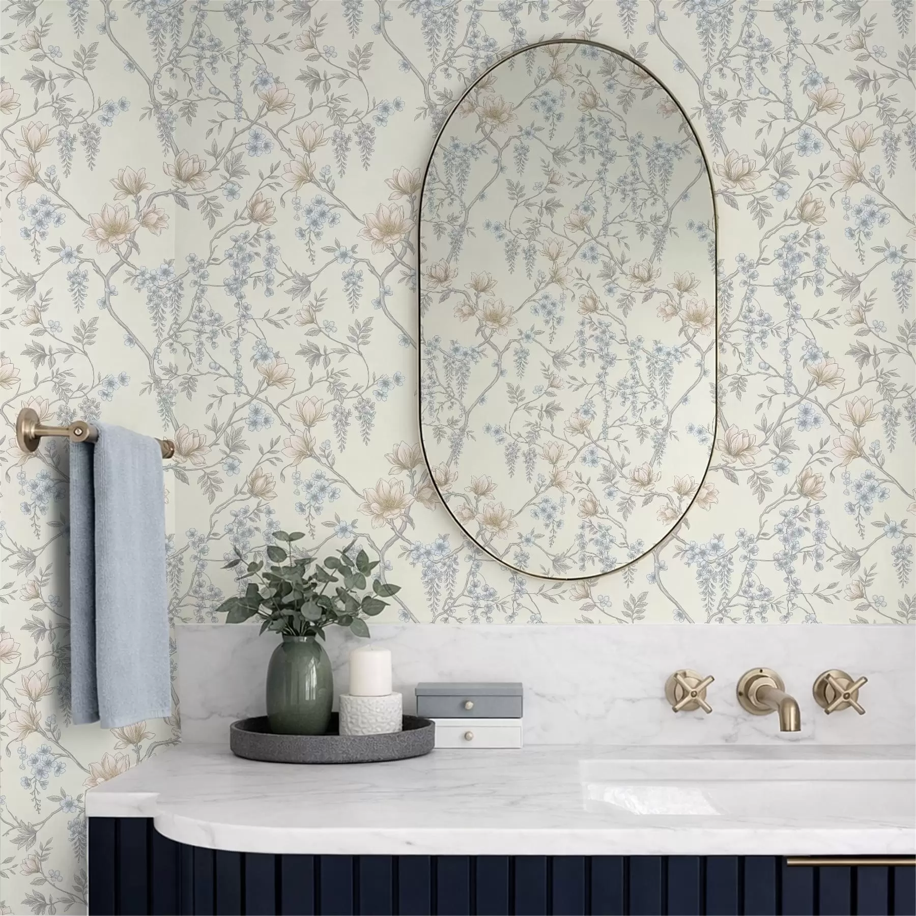 murales Delikado diseño floral con ramas y flores a01159