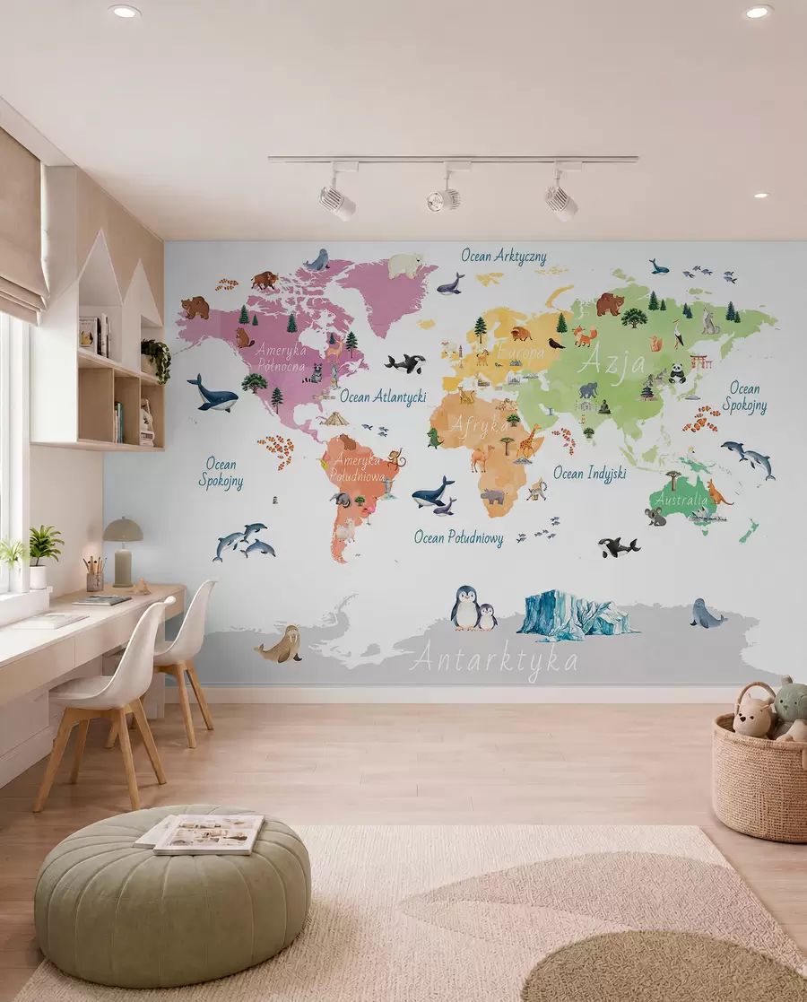 wall murals Wildlife Map in Polish c00009pl