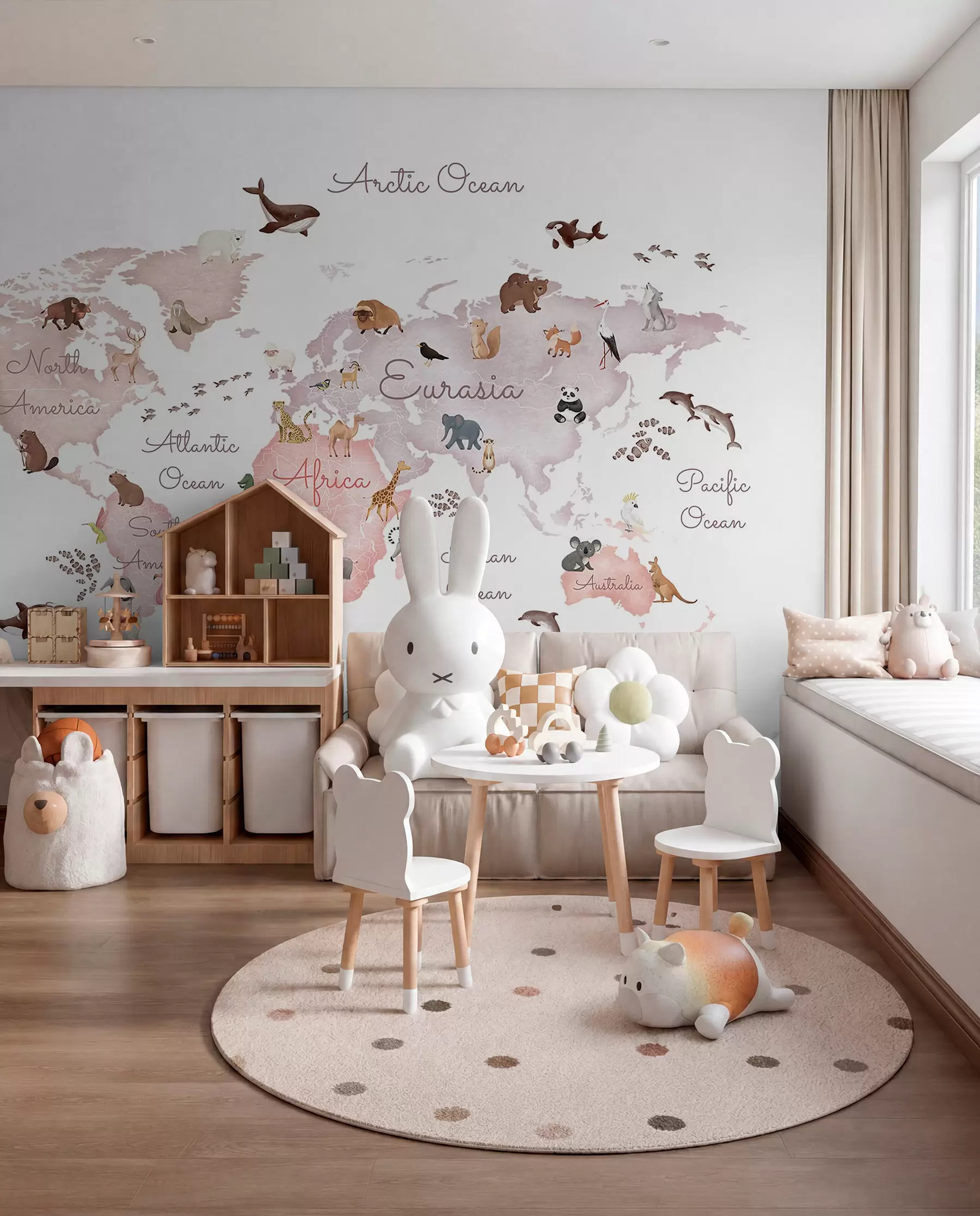 wall murals Beige Animal Map in English c00012env3