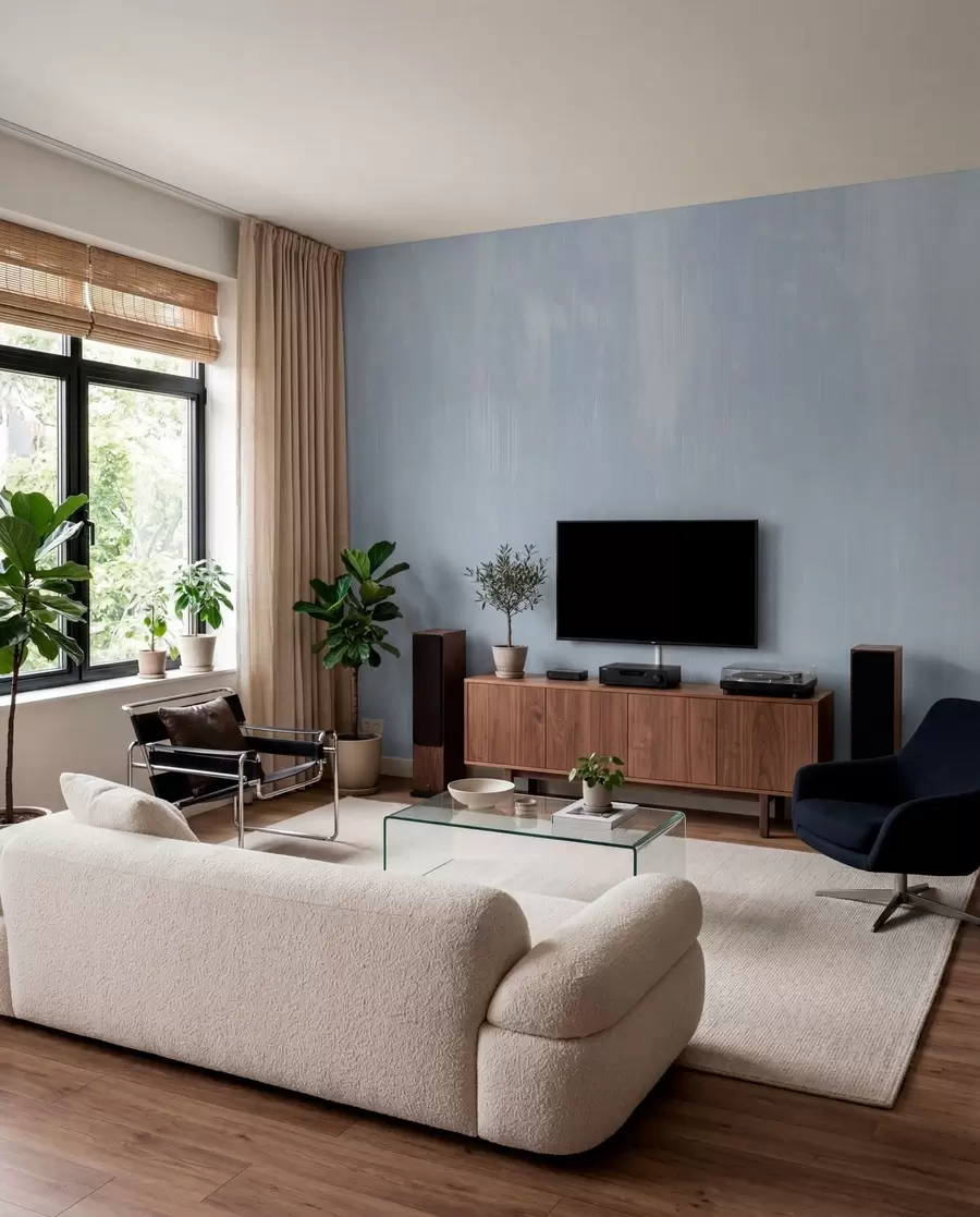 peintures murales Fond bleu clair avec une texture verticale délicate w05121v1
