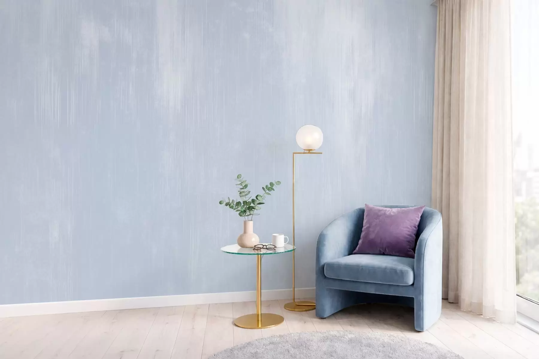 peintures murales Fond bleu clair avec une texture verticale délicate w05121v1