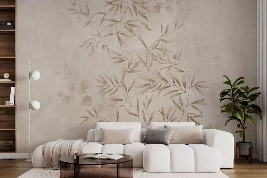 Wall Mural Photo Wallpaper Botanical pattern in beige and brown shades w05424v2