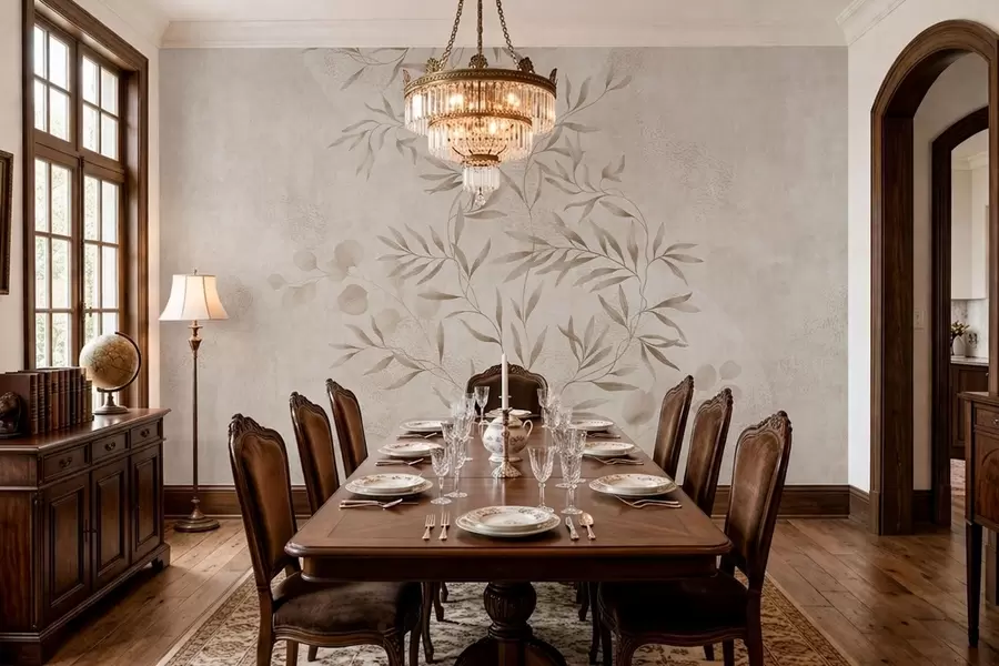 wall murals Botanical pattern in beige and brown shades w05424v2