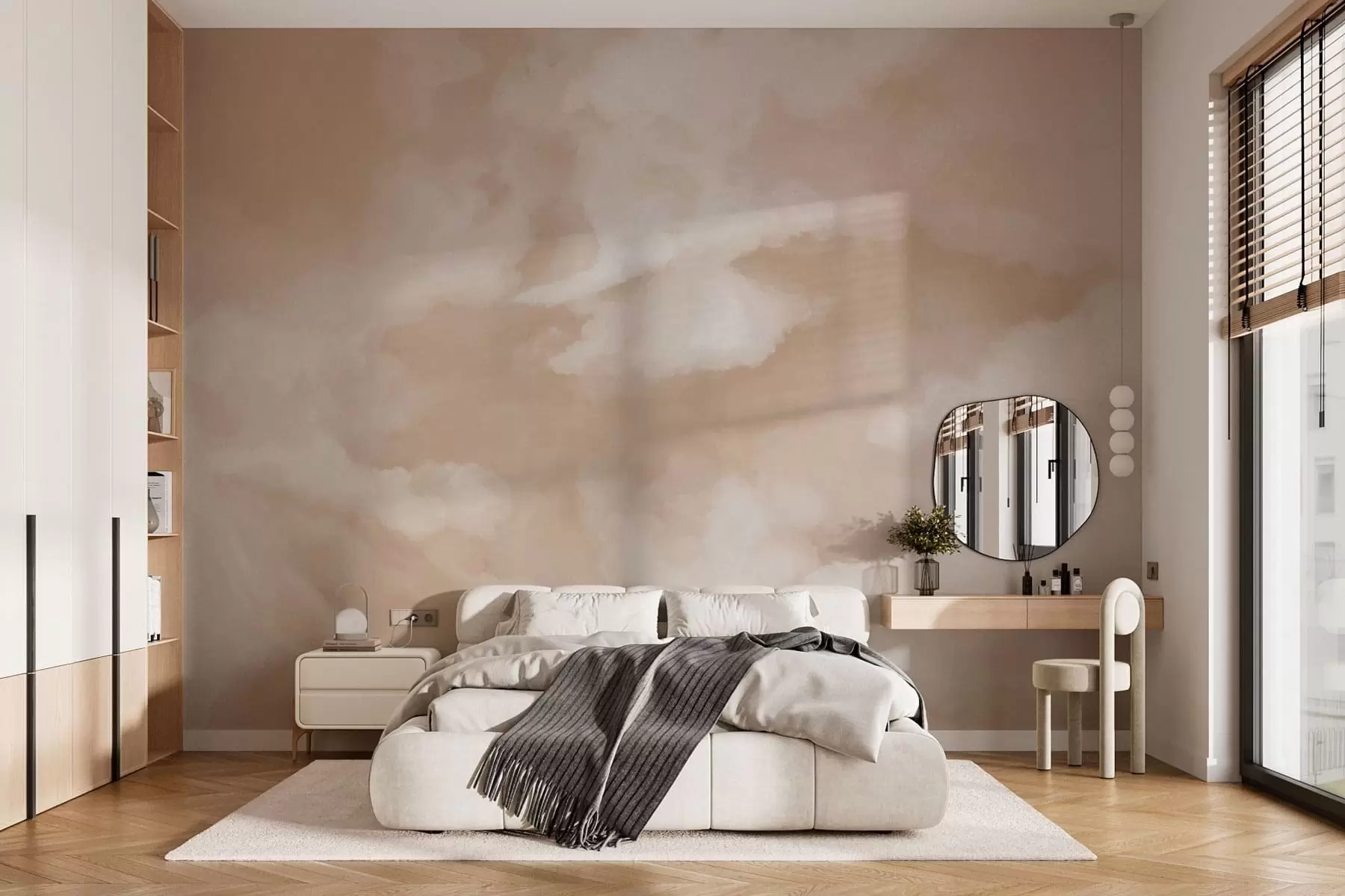murais de parede Fundo suave e difuso em tons quentes de bege w05426