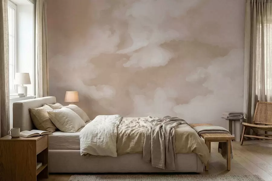 murais de parede Fundo suave e difuso em tons quentes de bege w05426