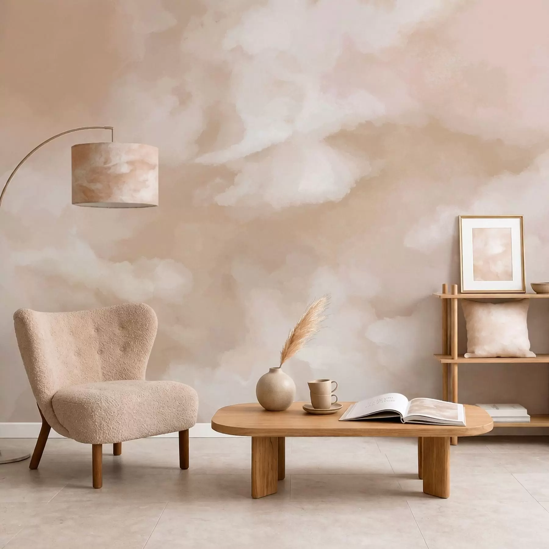 Wall Mural Photo Wallpaper Soft cloudy background in warm beige tones w05426