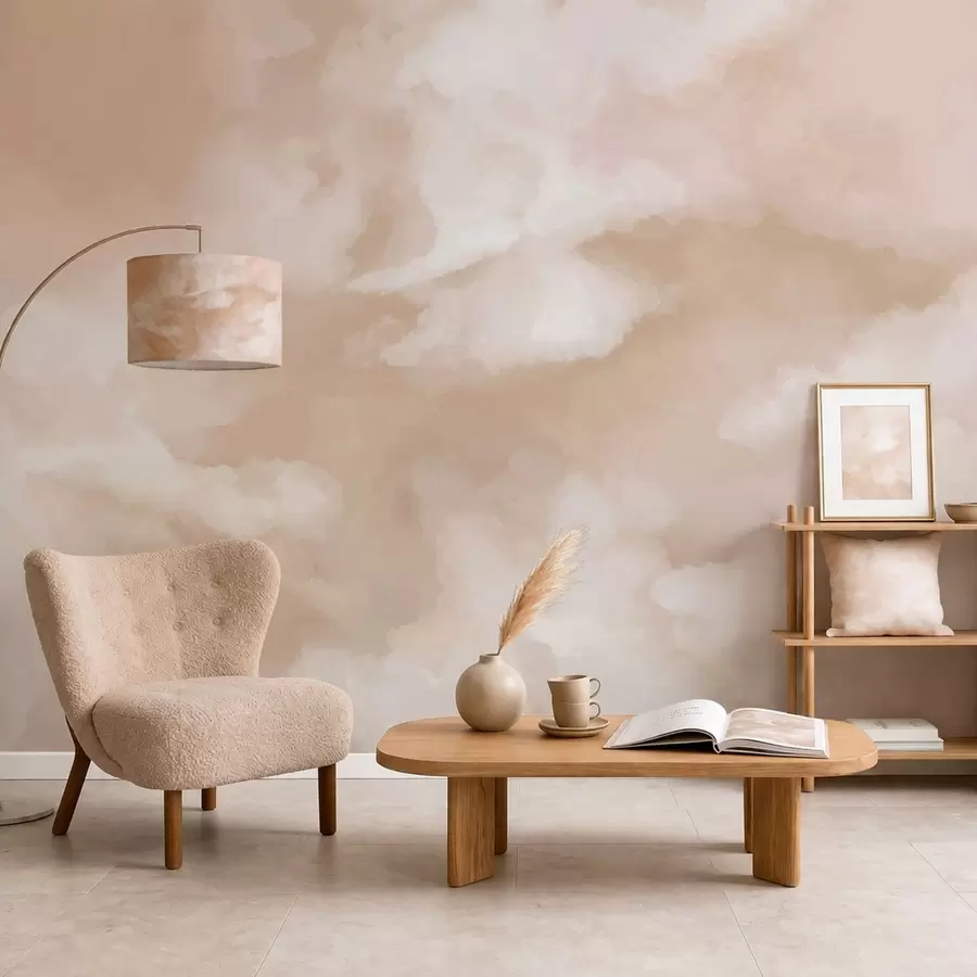 Wall Mural Photo Wallpaper Soft cloudy background in warm beige tones w05426