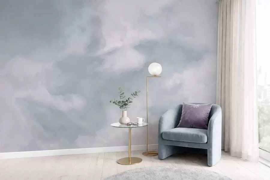 Wall Mural Photo Wallpaper Soft cloudy background in light gray tones w05426v1
