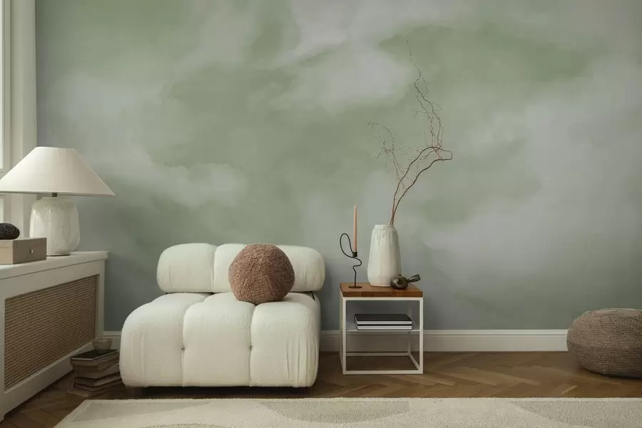 Wall Mural Photo Wallpaper Soft cloudy background in soft green tones w05426v2