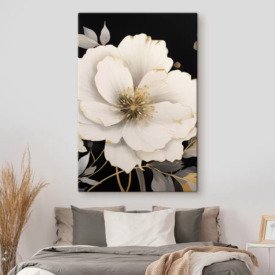 wall murals White flowers on a dark background s48633