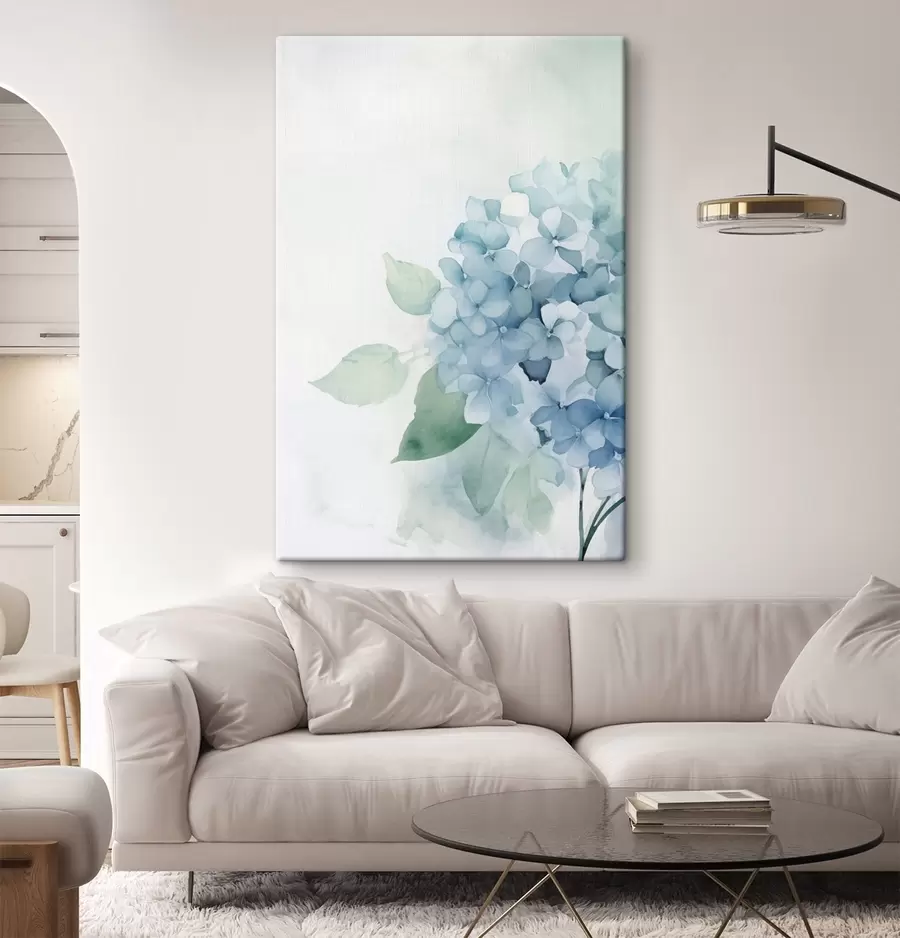 murales Hortensias en tonos pastel s48636