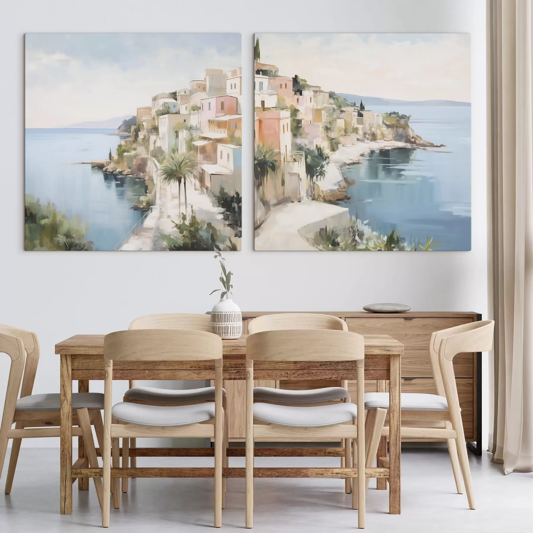 wall murals Landscape of a city by the sea, imitation of painting m30295