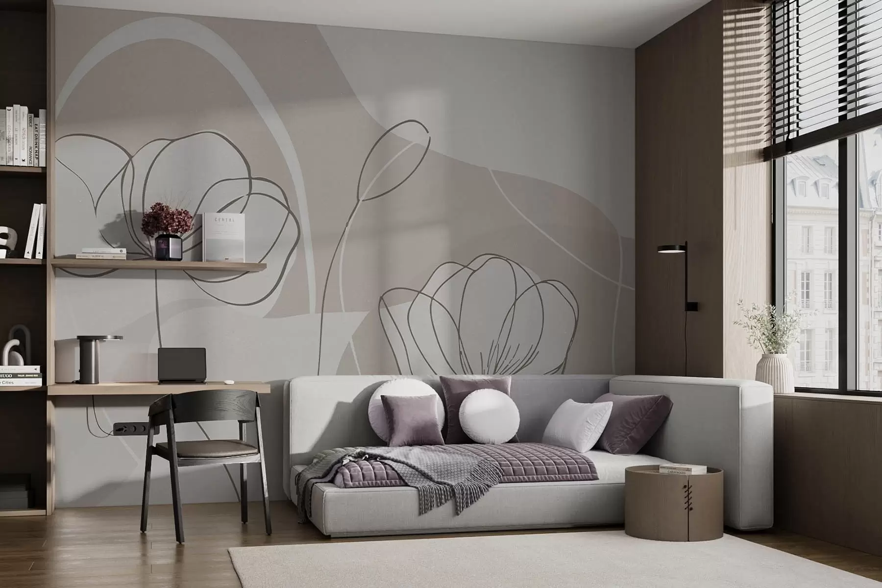 wall murals Minimalist Flowers w09779