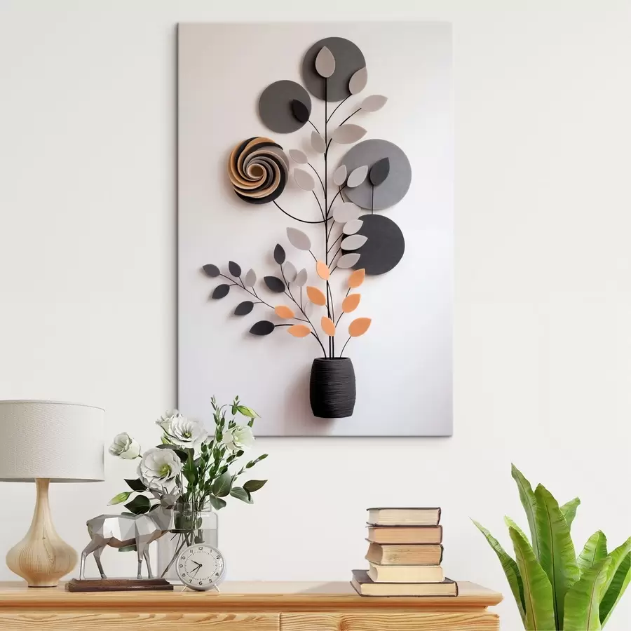wall murals Decorative plant with circles and spiral form s48599
